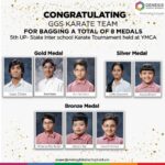 8 medals ( 3 Gold, 2 Silver and 3 Bronze) in 15th UP- State Inter school Karate Tournament